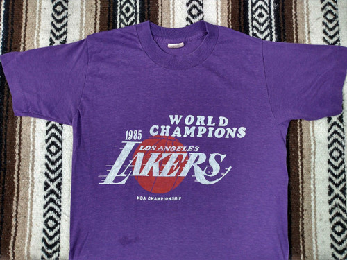 1985 La Lakers Nba Champions T Shirt Vintage Los Angeles Magic Johnson Kareem 80s Single Stitch Basketball Purple Tee Snoop Dogg Eazy E Rap