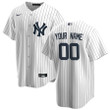 Youth New York Yankees White Home Replica Custom Jersey