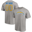 Men's Heathered Gray Los Angeles Chargers Customized Winning Streak Name & Number Shirt