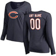 Chicago Bears Women's Customized Icon Name & Number Long Sleeve T-Shirt - Navy
