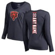 Chicago Bears NFL Pro Line Women's Customized Playmaker Long Sleeve V-Neck T-Shirt - Navy