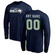 Seattle Seahawks Customized Winning Streak Name & Number Long Sleeve T-Shirt - College Navy