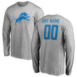 Youth Detroit Lions Customized Icon Name & Number Long Sleeve T-Shirt - Heather Gray