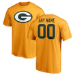 Green Bay Packers Customzied Icon Name & Number T-Shirt - Gold