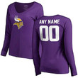 Minnesota Vikings Women's Customized Icon Name & Number Long Sleeve T-Shirt - Purple