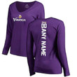 Minnesota Vikings NFL Pro Line Women's Customized Playmaker Long Sleeve V-Neck T-Shirt - Purple