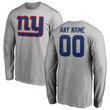 New York Giants Customized Icon Name & Number Long Sleeve T-Shirt - Heather Gray