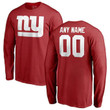 New York Giants Customized Icon Name & Number Long Sleeve T-Shirt - Red