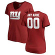New York Giants Women's Customized Icon Name & Number Logo V-Neck T-Shirt - Red