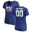 New York Giants Women's Customized Icon Name & Number Logo V-Neck T-Shirt - Royal