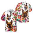 German Shepherd Floral Pattern Hawaiian Shirt, Funny German Shepherd Shirt, Dog Hawaiian Shirt For Adults