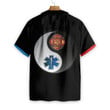 Firefighter And Paramedic Yin And Yang Firefighter Hawaiian Shirt, Red Fire Dept Logo And Blue Star Of Life Firefighter Shirt For Men