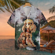 Poodle Portrait For Poodle Lovers Hawaiian Shirt, Dog And Landscape Waterbrush Art Painting