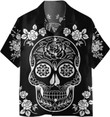 Mexican Sugar Skull Tattoo Hawaiian Shirt, Black And White Day Of The Dead Skull, Unique Day Of The Dead Gift