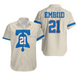 76ers Joel Embiid 2020-21 Earned Edition Cream Hawaiian Shirt