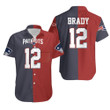 New England Patriots Tom BradyNavy Red Two Tone Jersey Inspired Hawaiian Shirt