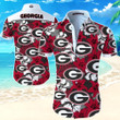 Georgia Bulldogs Hawaiian Shirt Summer Button Up Shirt For Men Beach Wear Short Sleeve Hawaii Shirt