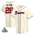 Men's Atlanta Braves #28 Matt Olson Cream Baseball Jersey