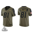 Men's Los Angeles Chargers Mike Williams Olive 2021 Salute To Service Jersey