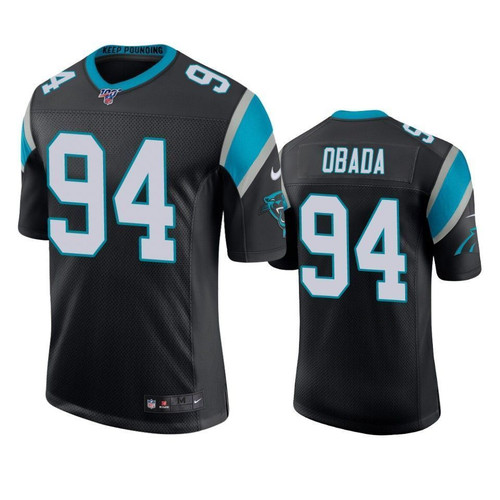 Carolina Panthers Efe Obada Black 100th Season Vapor Limited Jersey
