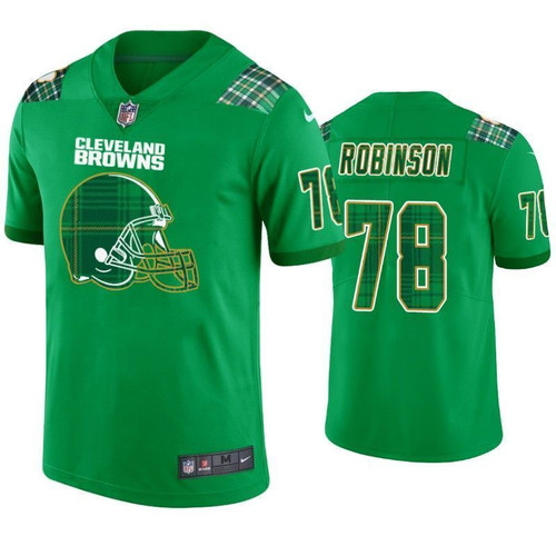 Cleveland Browns #78 Greg RobinsonSt. Patrick's Day Green - Men's Jersey