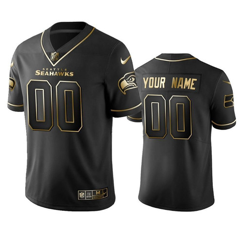 2019 Seattle Seahawks Custom Black Golden Edition Vapor Untouchable Limited- Men's Jersey