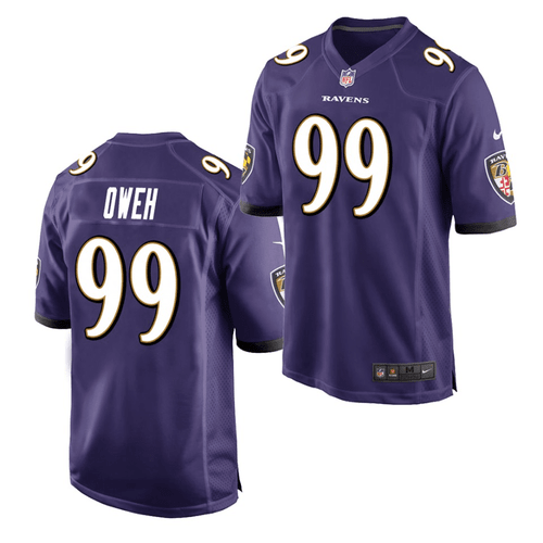 Baltimore Ravens Jayson Oweh 2021 NFL Draft Game- Purple Jersey