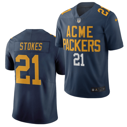 Eric Stokes Green Bay Packers 2021 NFL Draft City Edition- Navy Jersey
