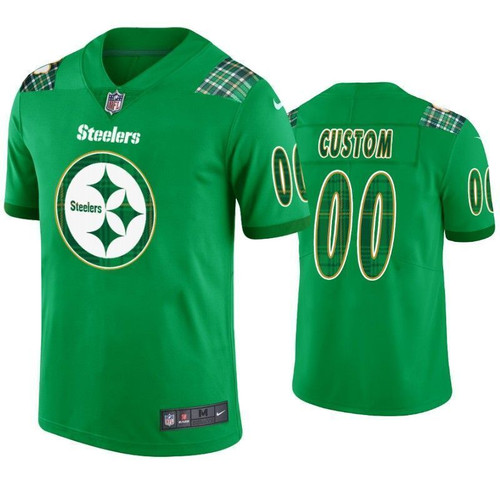 St. Patrick's Day Pittsburgh Steelers Custom Jersey Kelly Green - Men's