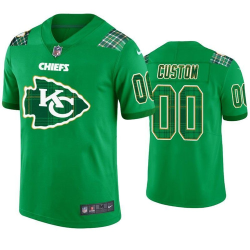 St. Patrick's Day Kansas City Chiefs Custom Jersey Kelly Green - Men's