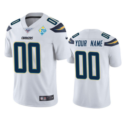 Los Angeles Chargers Custom White 60th Anniversary Vapor Limited Jersey