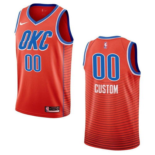 Men's Oklahoma City Thunder #00 Custom Statement Swingman Jersey - Orange
