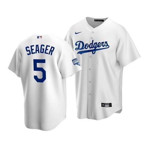  Men's Los Angeles Dodgers Corey Seager #5 2020 World Series Champions White Replica Home Jersey , MLB Jersey