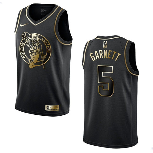 Men's Boston Celtics #5 Kevin Garnett Golden Edition Jersey - Black , Basketball Jersey