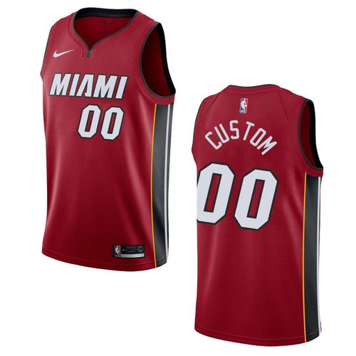 Men's Miami Heat #00 Custom Statement Swingman Jersey - Red , Basketball Jersey