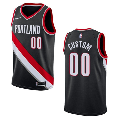 Youth's Portland Trail Blazers #00 Custom Icon Swingman Jersey - Black , Basketball Jersey