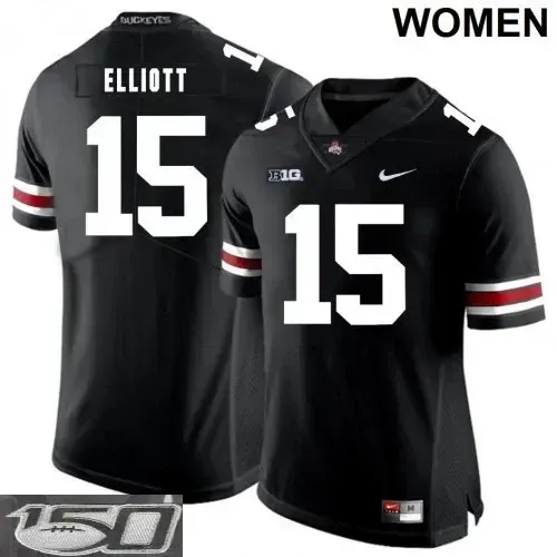 Women Ezekiel Elliott 15 Ohio State Buckeyes Black 19/20 With 150th Jersey , NCAA jerseys