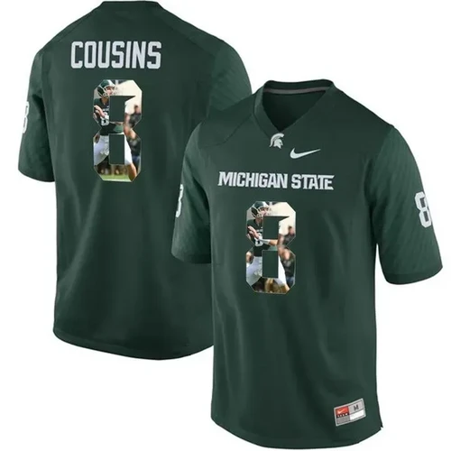 Michigan State Spartans Kirk Cousins Green Printing Player Portrait Football Jersey , NCAA jerseys