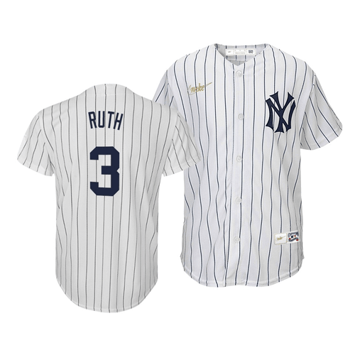 Youth Cooperstown Collection Yankees Babe Ruth #3 Home 2020 Jersey White , MLB Jersey
