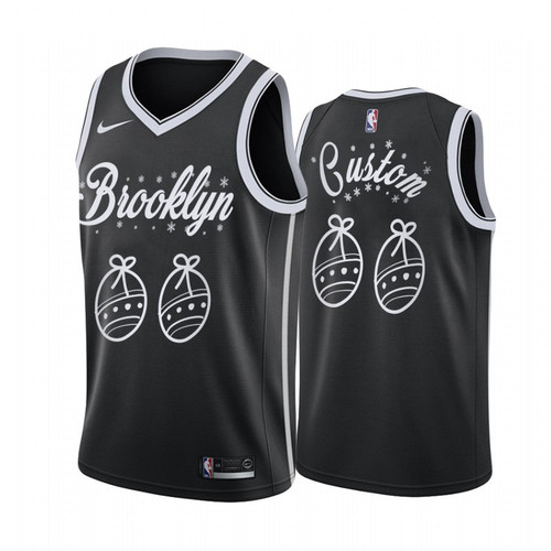 Men's Brooklyn Nets Custom #00 2020 Christmas Day Black Festive Special Edition Jersey