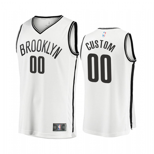 Men's Brooklyn Nets Custom #00 2020-21 Replica White Association Edition Jersey