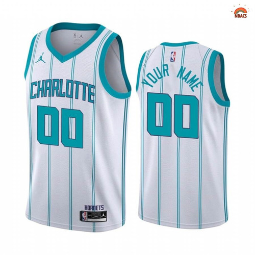 Charlotte Hornets NO.00 Custom White Association 2020-21 - Jersey