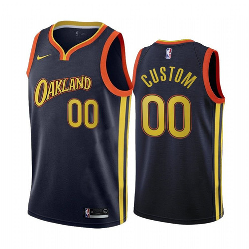 Custom Golden State Warriors Navy City Edition Oakland 2020-21 Jersey - Youth