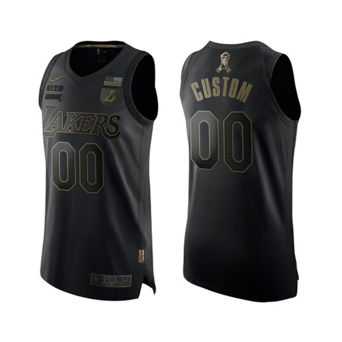 Custom Los Angeles Lakers Black Salute To Service Jersey 2020  Limited
