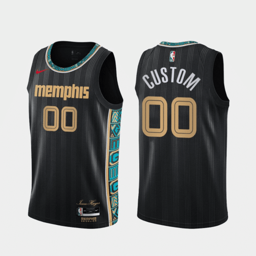 Men's Custom Memphis Grizzlies Jersey 2021 Black City Edition Stitched