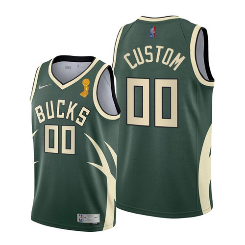 Youth's Milwaukee Bucks Active Player Custom 2021 Green Finals Champions City Edition Stitched Basketball Jersey