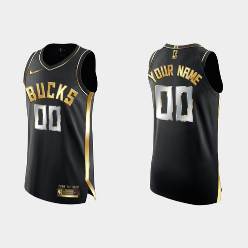 Milwaukee Bucks Custom #00  Golden Edition Black 1X Champs Jersey