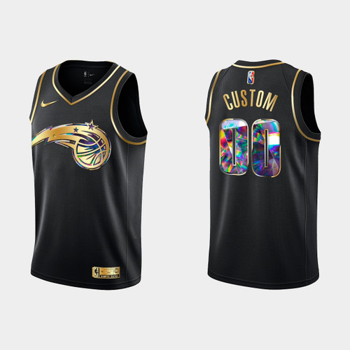 Orlando Magic #00 Custom 2021-22 NBA Golden Edition 75th Anniversary Black Jersey