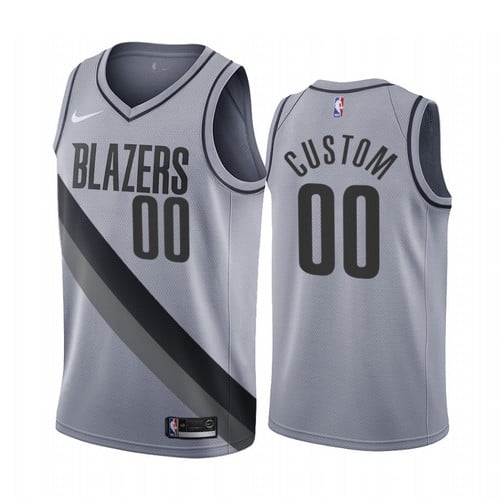 Portland Trail Blazers Youth's Customized Gray NBA Swingman 2020-21 Earned Edition Jersey