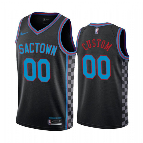 Custom Sacramento Kings Black City Edition Sactown 2020-21 Jersey - Youth